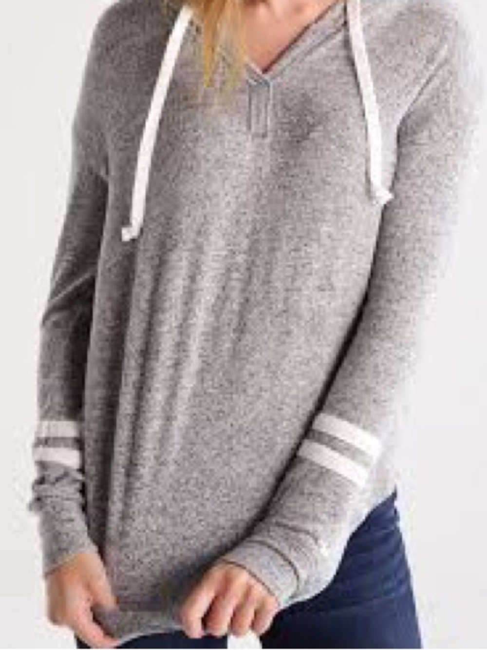 Hollister Grey Hooded V-Neckline hoodie with Drawstrings